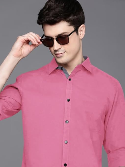 Pinkmint Men's Shirt Cotton BlendCasual Long Sleeve Formal Shirt Soild Formal Shirt for Men (Pack of 3)
