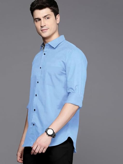 Pinkmint Men's Shirt Cotton BlendCasual Long Sleeve Formal Shirt Soild Formal Shirt for Men (Pack of 3)