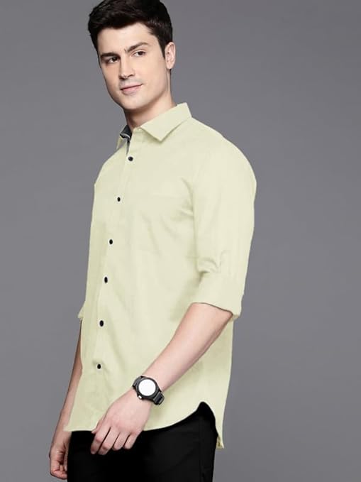 Pinkmint Men's Shirt Cotton BlendCasual Long Sleeve Formal Shirt Soild Formal Shirt for Men (Pack of 3)